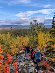 Martha and her friends hiking in Sweden.