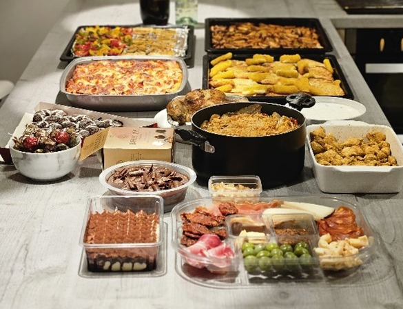 A table filled with different dishes.