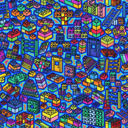 Artist drawing of Lego pieces
