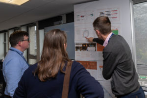 Group look at graphs on wall