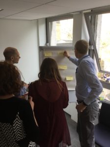 Image of the group voting on which topic to discuss