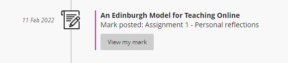 Assessment link within the Activity Stream